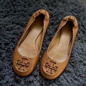 Tory Burch Tan Leather Ballet Flats